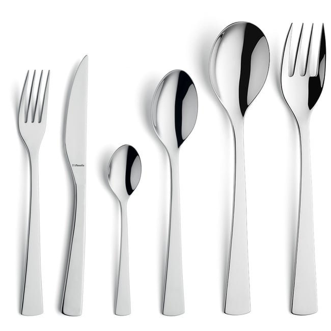 Ménagère 50 pièces avec service salade - LIVIA Couleur inox <span itemprop=