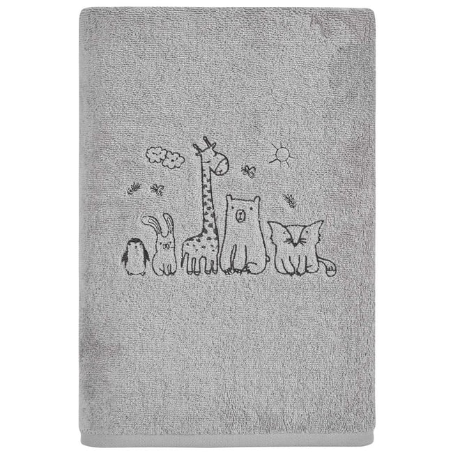 Drap de bain enfant BABY JUNGLE gris cendré <span itemprop=
