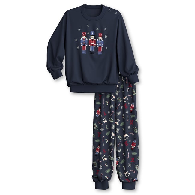 Pyjama à poignets en pur coton bio manches longues Coton FAMILY & FRIENDS saphir bleu <span itemprop=