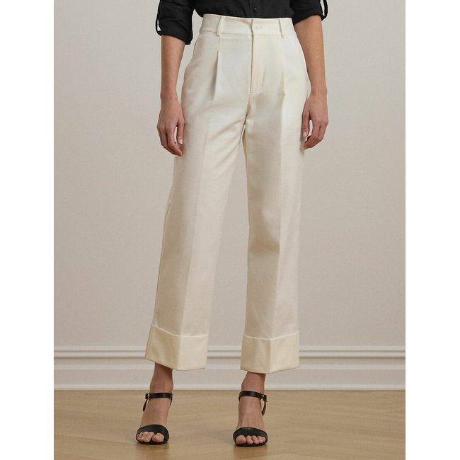 Straight Ankle Grazer Trousers with Wide Turn-Ups, white, LAUREN RALPH LAUREN