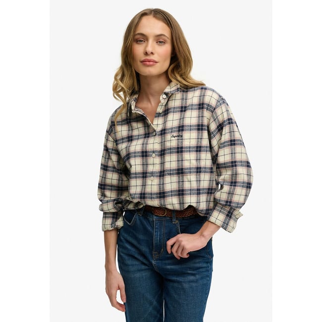 Camicia casual in flanella a quadri quadri écru SUPERDRY