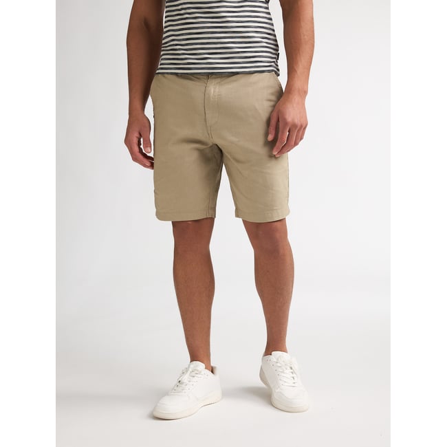Short chino en mélange de lin dune orange light tan <span itemprop=
