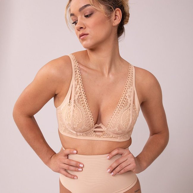 Soutien-gorge plongeant eco fabrics Sensual beige <span itemprop=