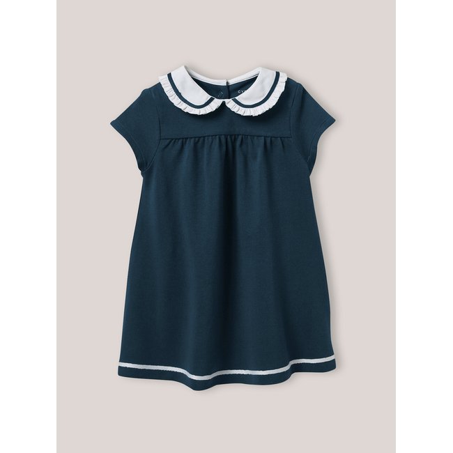 Robe maille piquée en coton biologique ardoise <span itemprop=