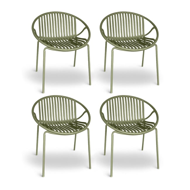 Lot de 4 fauteuils de table de jardin en polypropylène et métal, CALYPSO - NOW'S HOME