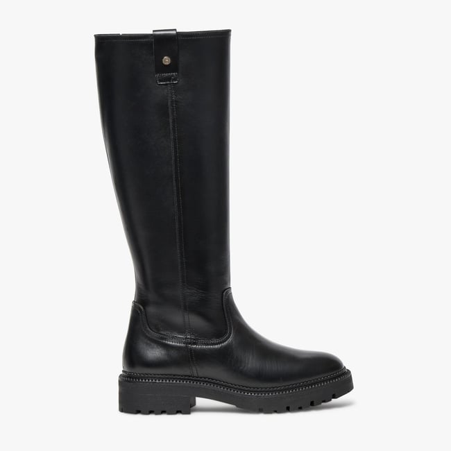 Botte Plate en cuir VELENA noir <span itemprop=