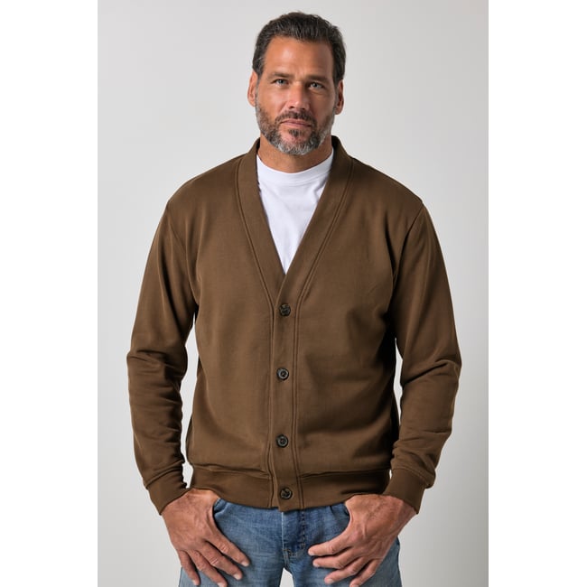 Cardigan en molleton marron moka <span itemprop=