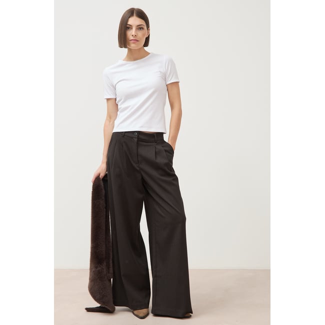 Pantalon large taille standard noir <span itemprop=