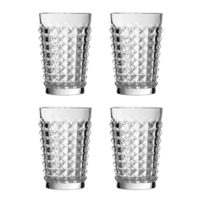 Set of 4 Pyramid Clear Hiball Glasses, transparent, SO'HOME