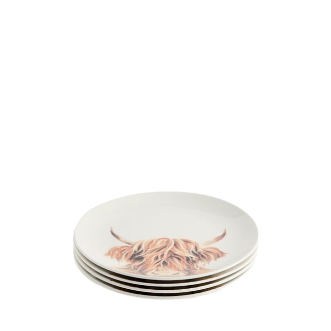 Assiette plate vache hamish, lot de 4 Couleur naturel <span itemprop=