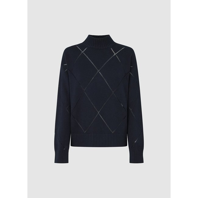 Pull avec maille ajourée IDRIS PERKINS bleu marine PEPE JEANS