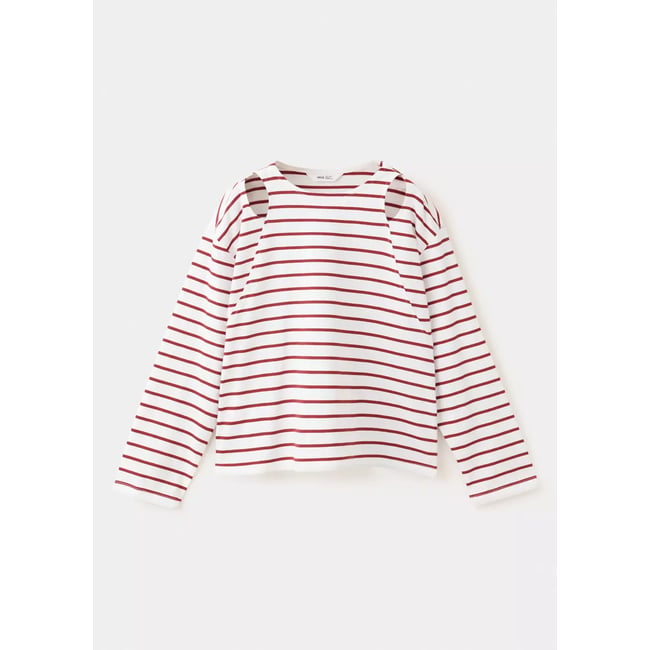 T-shirt à rayures avec découpes cut-out rouge <span itemprop=