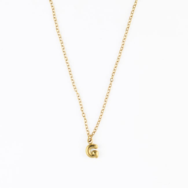 Collier à pendentif lettre G acier inoxydable doré <span itemprop=