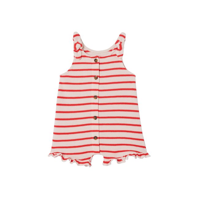Combishort en jersey effet tricot rayé rouge <span itemprop=