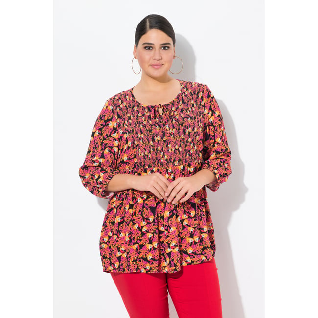 Blouse smockée noir <span itemprop=