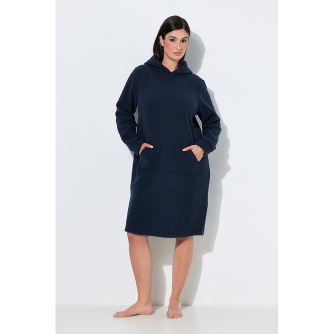 Robe d'intérieur en polaire bouclée bleu nuit <span itemprop=