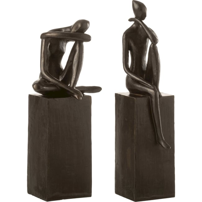 Figurine personnage sur socle, Lot de 2 Couleur marron foncé <span itemprop=
