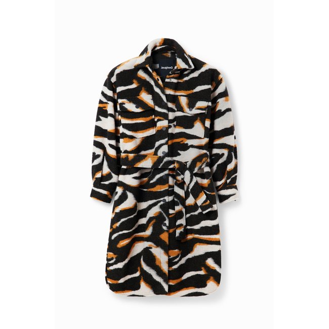 Long manteau surchemise zébrures - BLACK - XL gris <span itemprop=