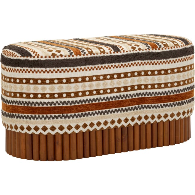Banc ovale motif ethnique base en bois massif Couleur multicolore <span itemprop=