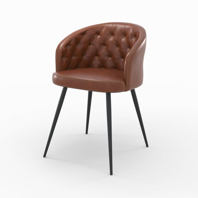 Chaise en cuir de buffle et pieds en métal - ANATOLE Couleur marron <span itemprop=