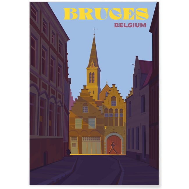 Affiche ville Bruges Couleur blanc <span itemprop=