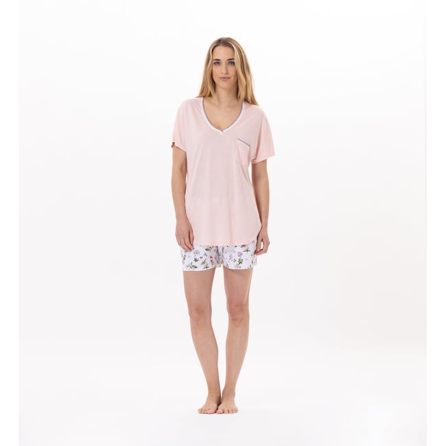 Pyjama short en coton BLOOM 900 rose <span itemprop=