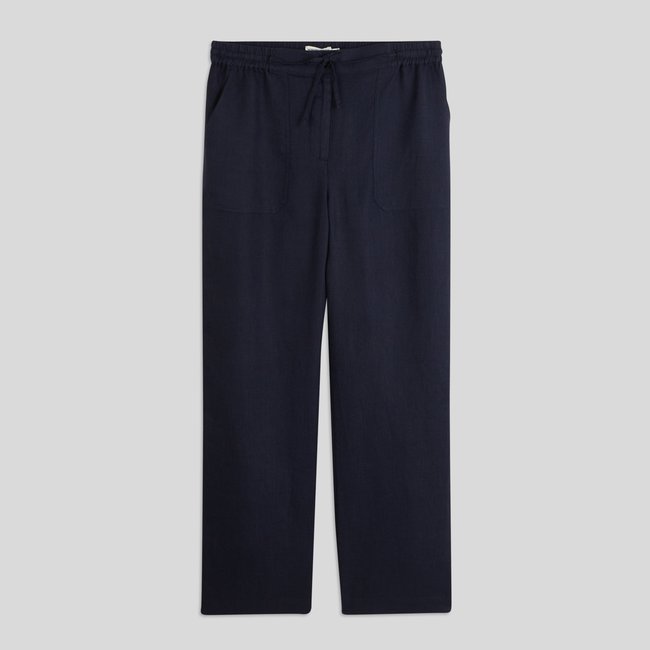 Pantalon taille semi-élastiquée uni en lin - MONOPRIX