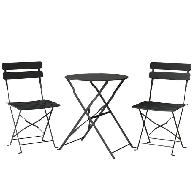 Ensemble de bistrot d'extérieur Métal Noir noir <span itemprop=
