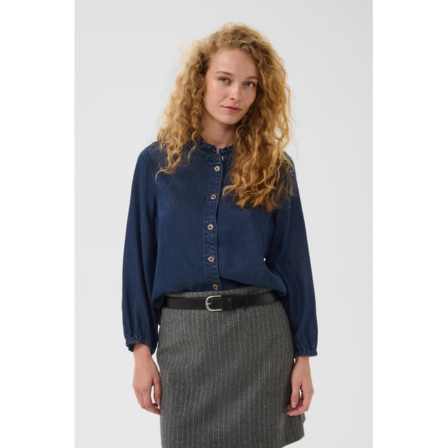 Chemise à manches longues bleu dark blue wash <span itemprop=