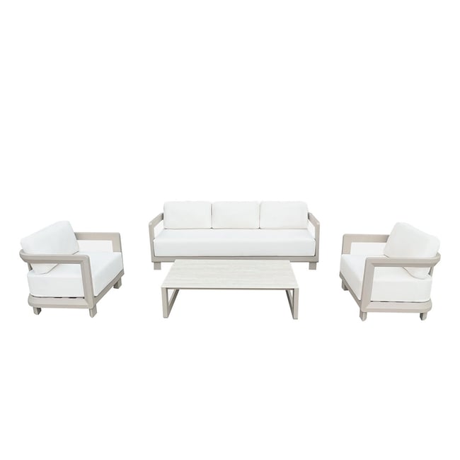 Salon de jardin bas en aluminium 5 places  CALIZA taupe <span itemprop=