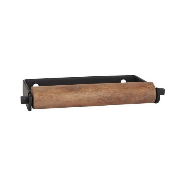 Dérouleur de papier wc mural métal bois  Altum Couleur noir <span itemprop=