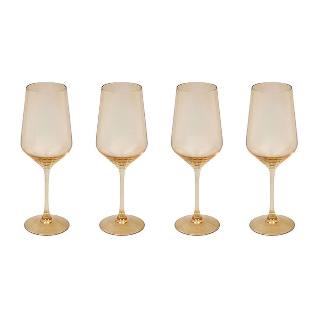 Lot de 4 verres à vin en verre AMBRE Couleur ambre <span itemprop=