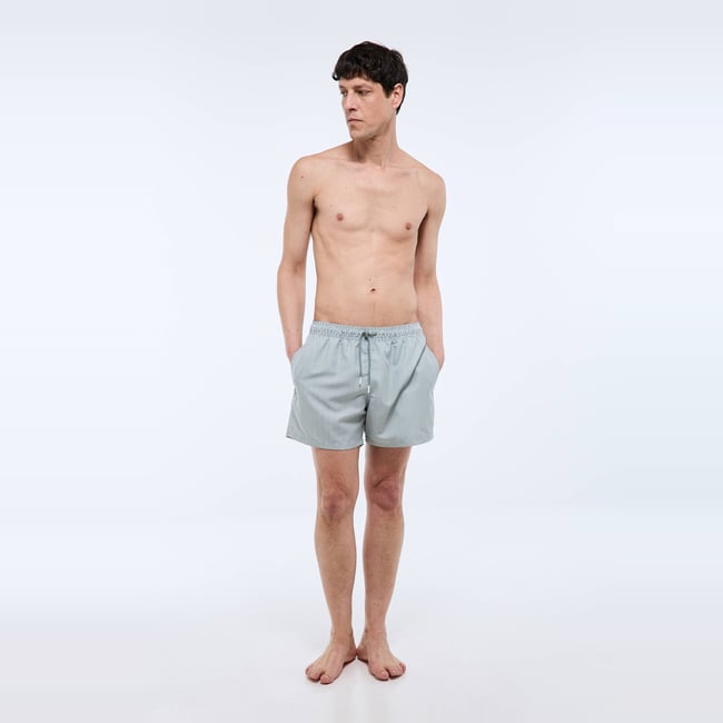 Short de bain rayé en polyester recyclé asperge <span itemprop=