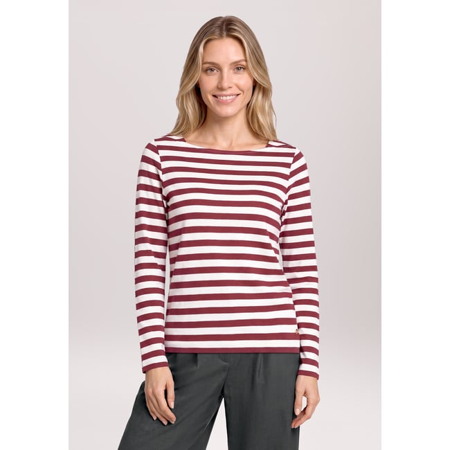 T-shirt à rainures à encolure bateau dark red/cream <span itemprop=
