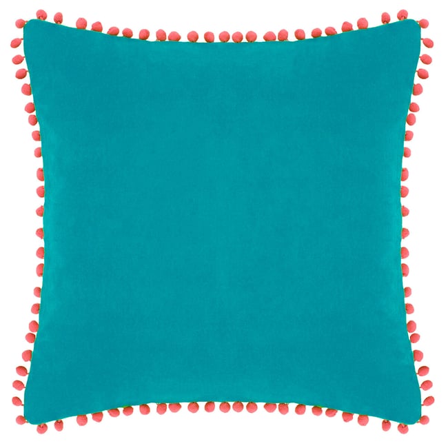 Velvet Pom-Pom Vibrant Cotton Velvet Cushion 45x45cm - PAOLETTI