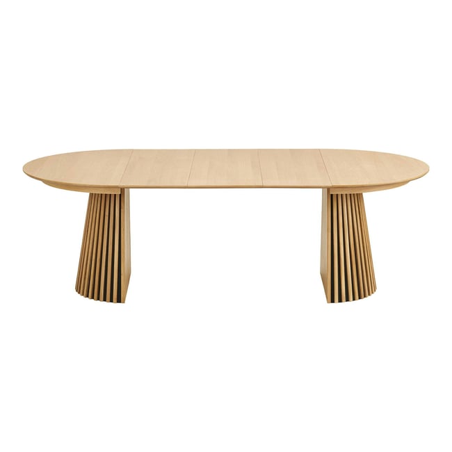 Table ronde extensible avec pied baguette AMSTERDAM Couleur chêne clair (10 places) <span itemprop=