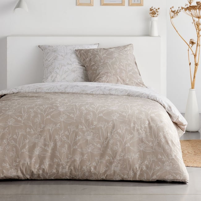 Parure de lit imprimé Floral SUNSHINE ALBAN beige <span itemprop=