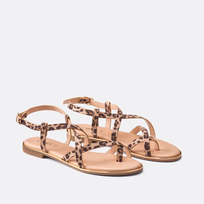 Sandalias planas Mari leopardo <span itemprop=