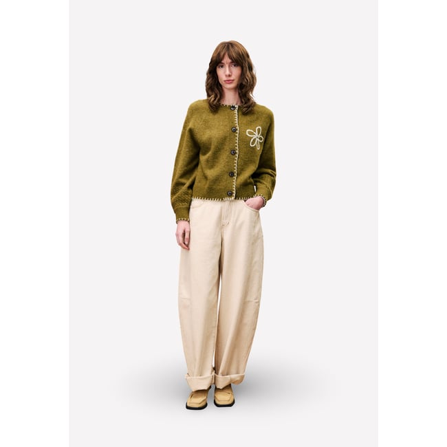 Cardigan  BERGAMOTE vert kaki <span itemprop=