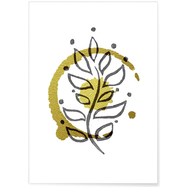 Affiche Abstract Feuille d'or 1 Couleur blanc <span itemprop=
