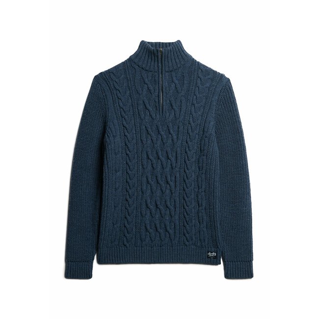 Jacob Half Zip Jumper in Cable Knit - SUPERDRY