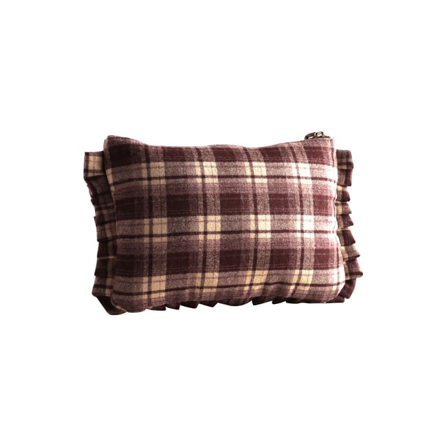 Pochette à carreaux avec dragonne marron <span itemprop=