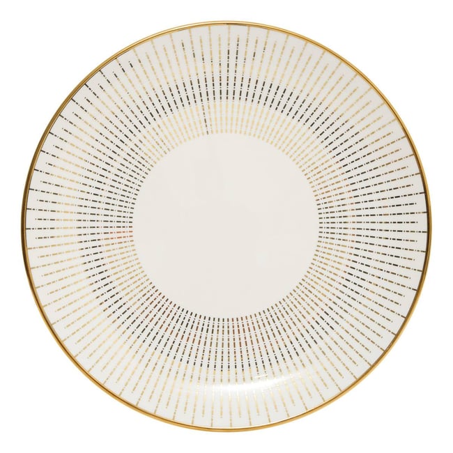 Assiette plate ronde en porcelaine LUNIS Couleur doré <span itemprop=