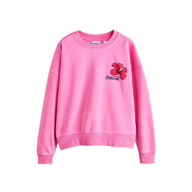 Sweat d’été effet délavé coca-cola rose <span itemprop=