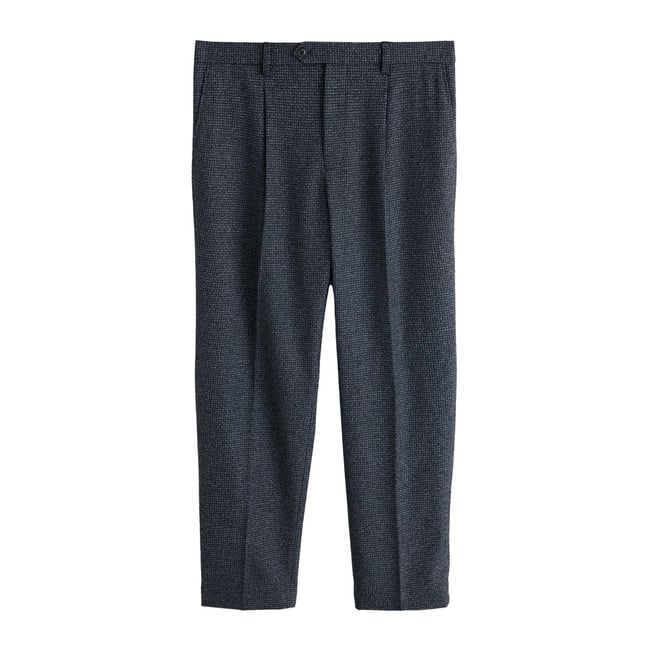 Pantalon de costume ajusté pied-de-poule bleu marine <span itemprop=