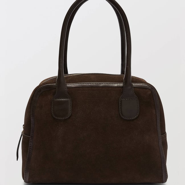 Sac porté épaule en cuir pudding <span itemprop=