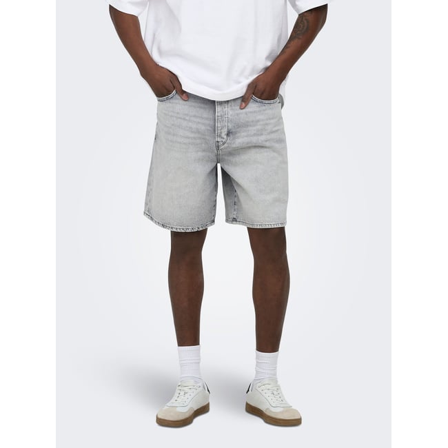 Short En Denim grise - light grey denim 1 <span itemprop=