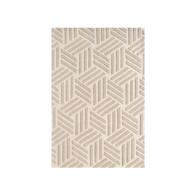 Tapis poils ras style graphique, OSTARA Couleur beige <span itemprop=