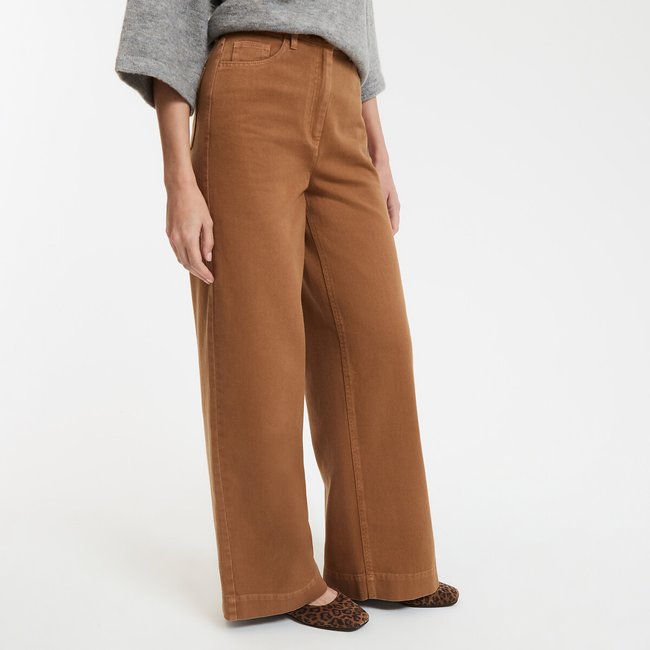 Pantalon large taille haute en twill de coton - LA REDOUTE COLLECTIONS