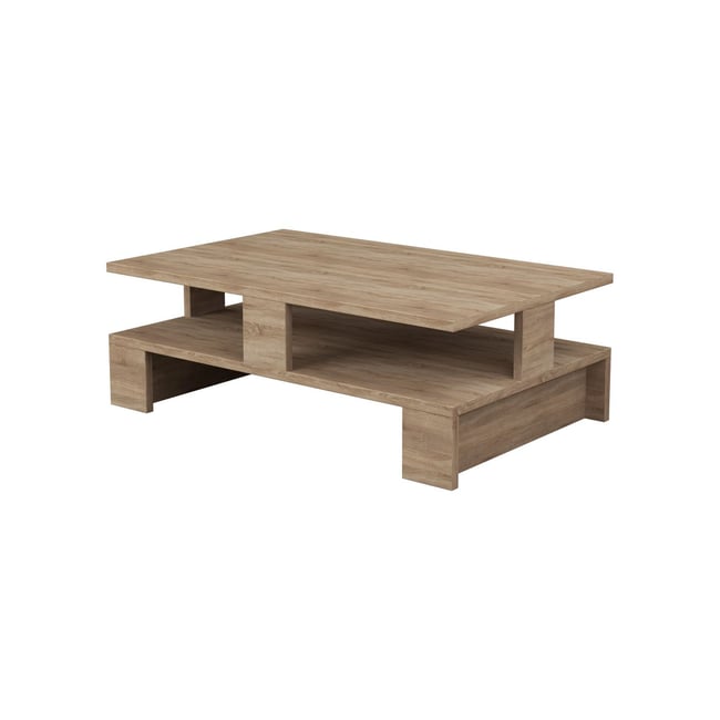 Table basse 2 niveaux MANSU Couleur beige <span itemprop=